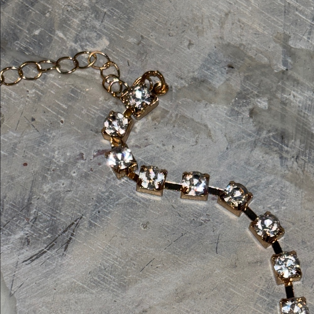 Betsey Johnson Gold and Rhinestone Necklace W/ Pearl & Crescent Charms - NWOT - Picture 4 of 4